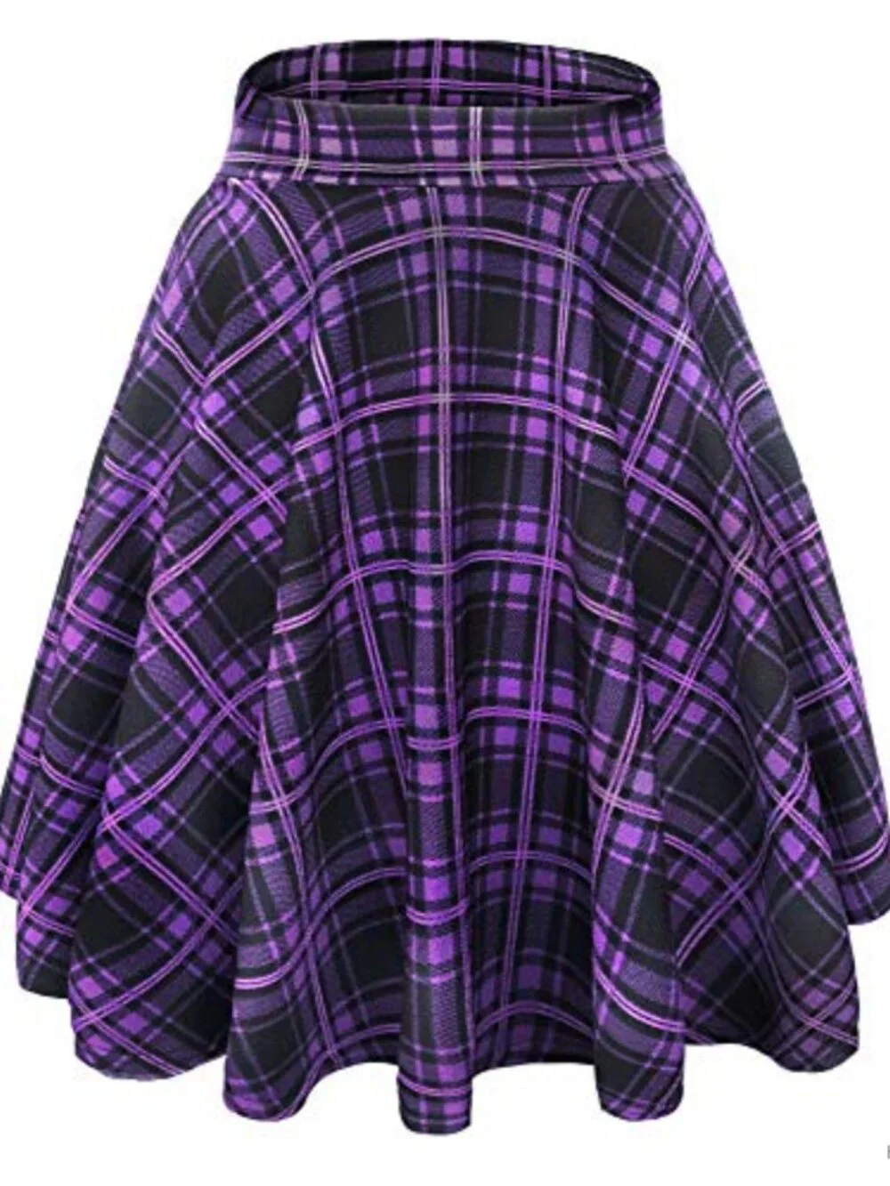 EXCHIC Women's Casual Stretchy Flared Skater Skirt A-Line Midi Skirt
